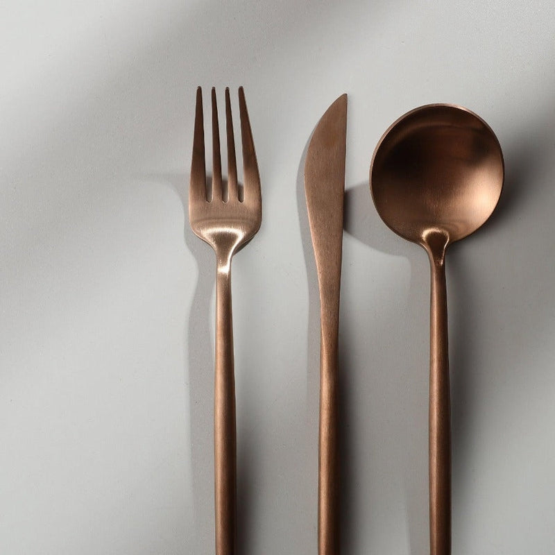 Avtoit | Minimalist Flatware Set – 20-Piece Titanium-Coated Stainless Steel Cutlery | Modern Matte Finish for Elegant Dining