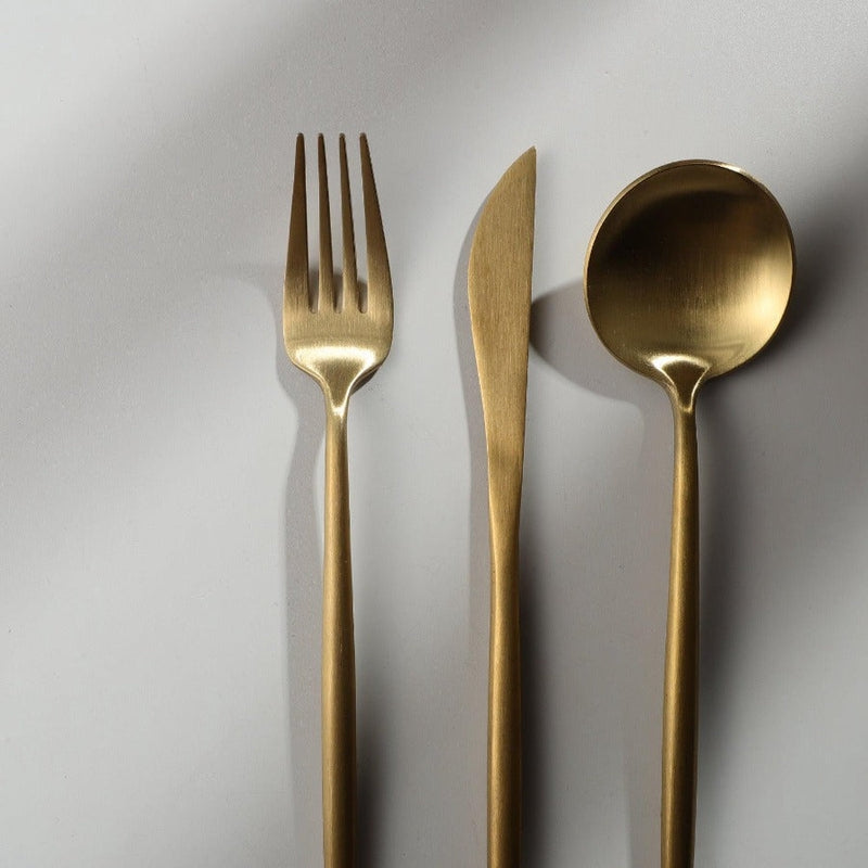 Avtoit | Minimalist Flatware Set – 20-Piece Titanium-Coated Stainless Steel Cutlery | Modern Matte Finish for Elegant Dining