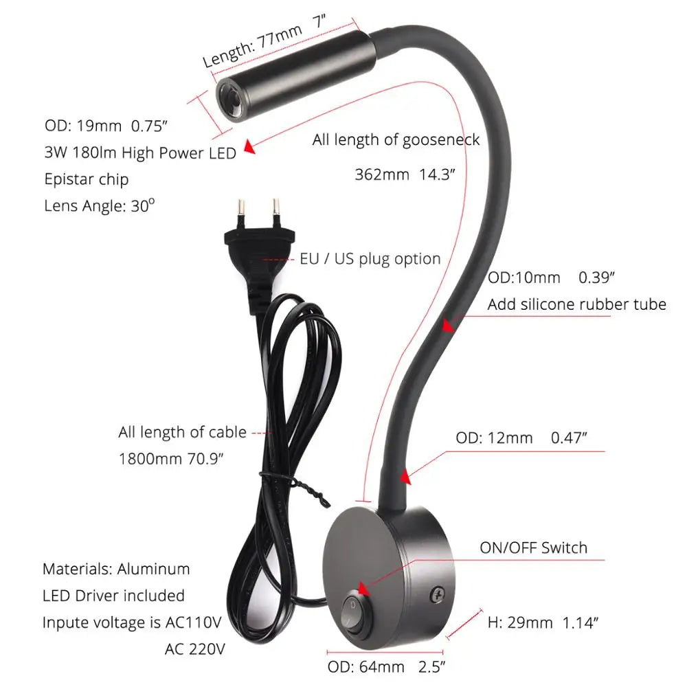 Avtoit | SleekGlow – Minimalist LED Reading Wall Lamp with Adjustable Arm