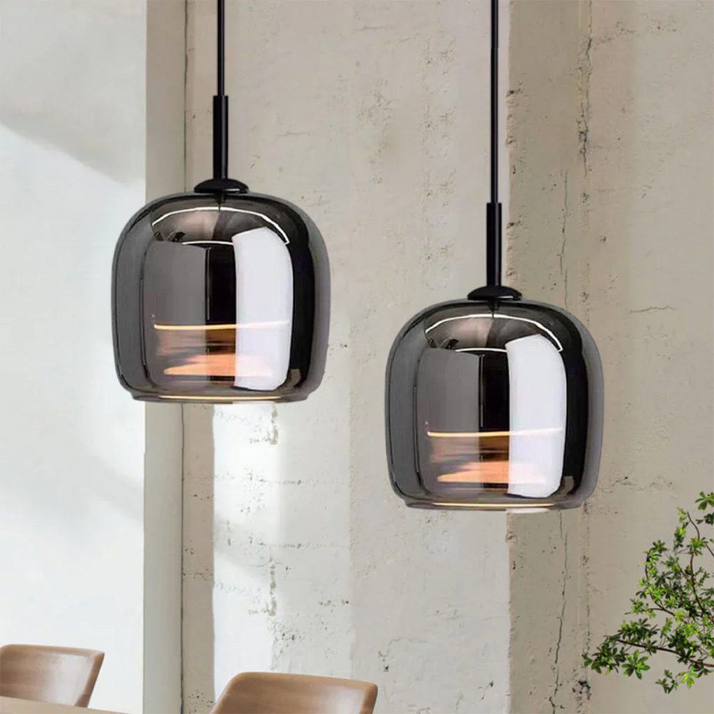 Avtoit | Nordic Black Glass Pendant Light Fixture - Modern Hanging Lamp for Kitchen Island & Dining Room