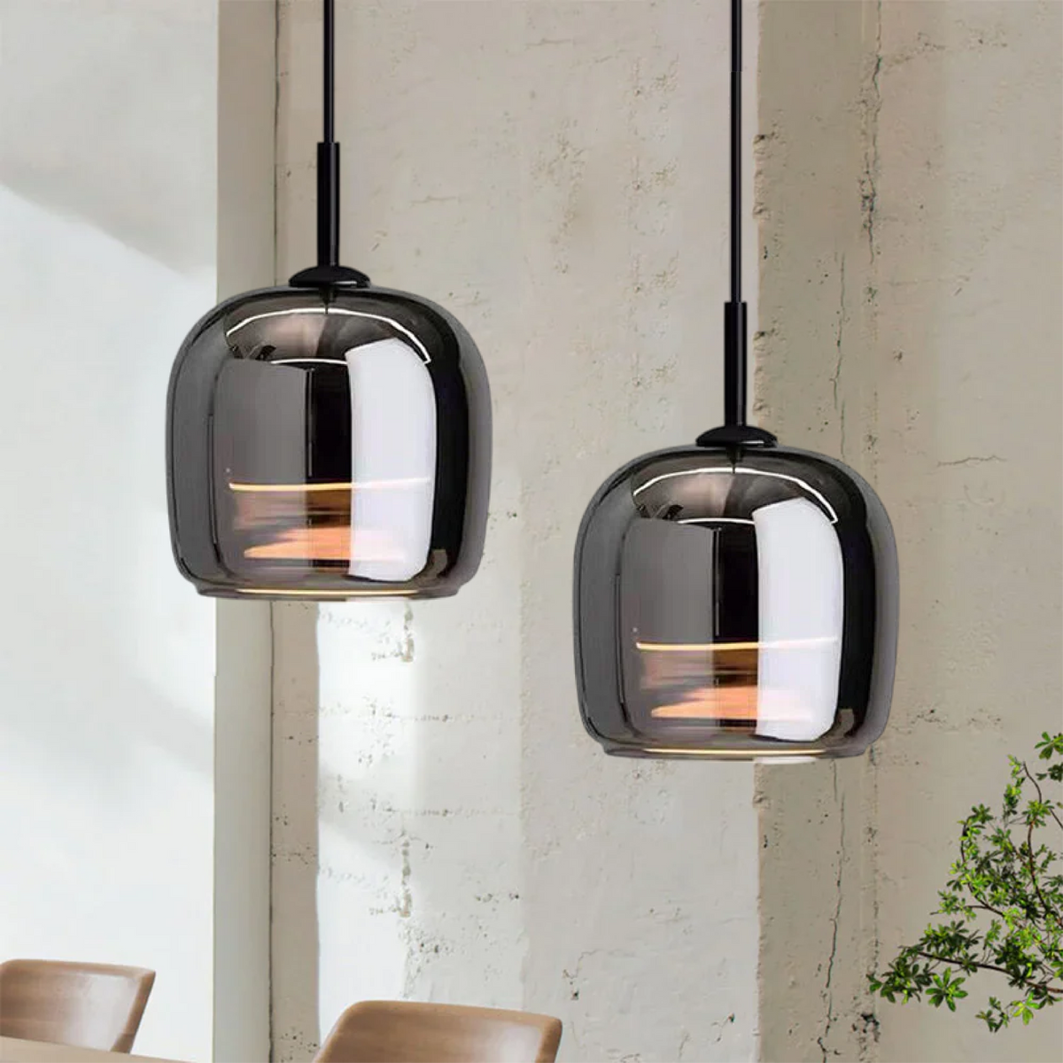 Avtoit | Nordic Black Glass Pendant Light Fixture - Modern Hanging Lamp for Kitchen Island & Dining Room