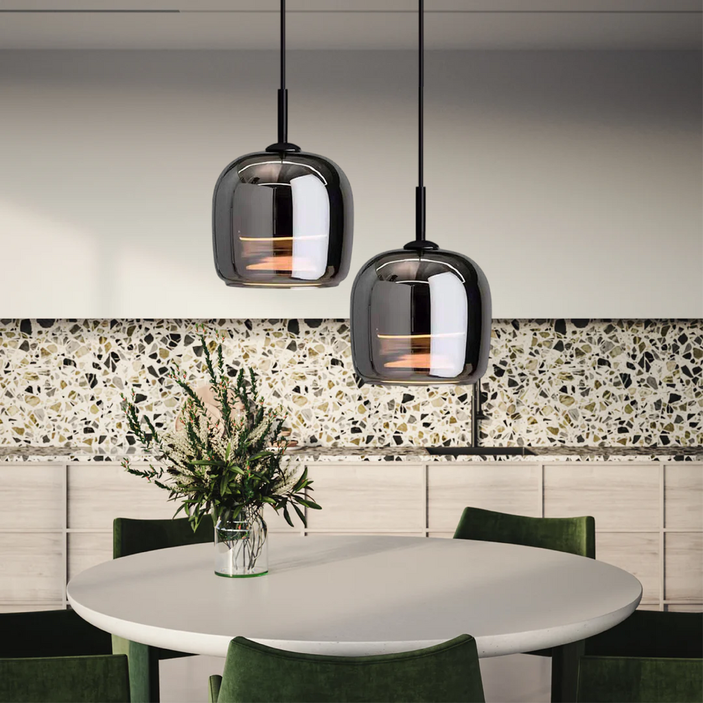 Avtoit | Nordic Black Glass Pendant Light Fixture - Modern Hanging Lamp for Kitchen Island & Dining Room