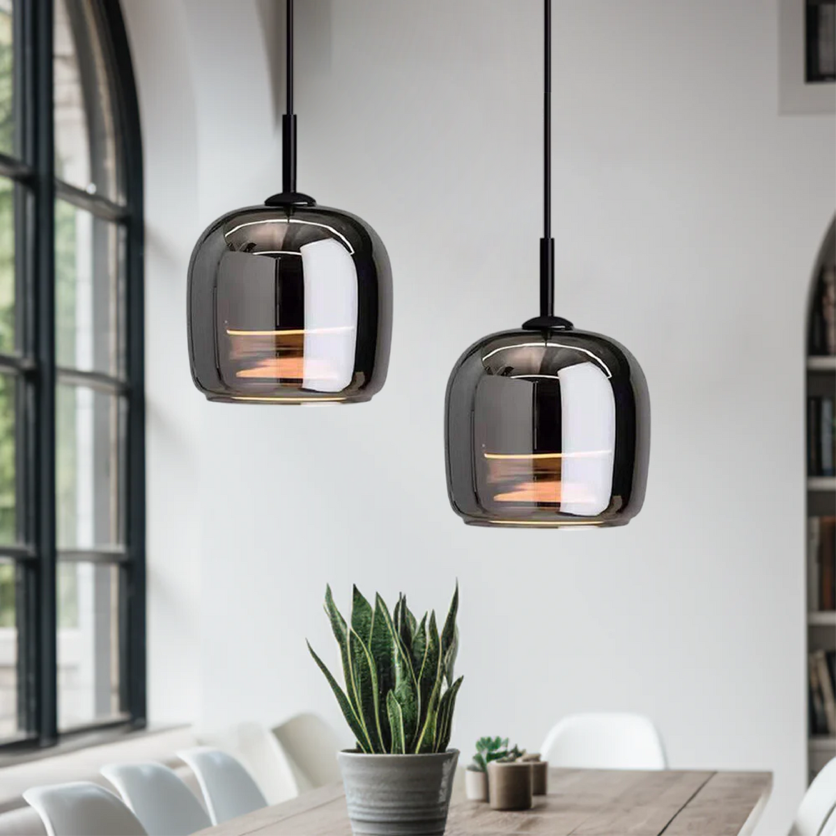 Avtoit | Nordic Black Glass Pendant Light Fixture - Modern Hanging Lamp for Kitchen Island & Dining Room