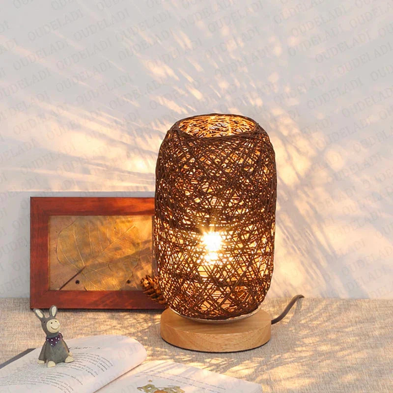 Avtoit | Nightstand Lamp Rattan Brown