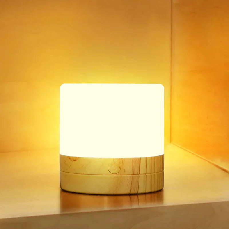 Avtoit | Nightstand Lamp Touch Dimmable Wood