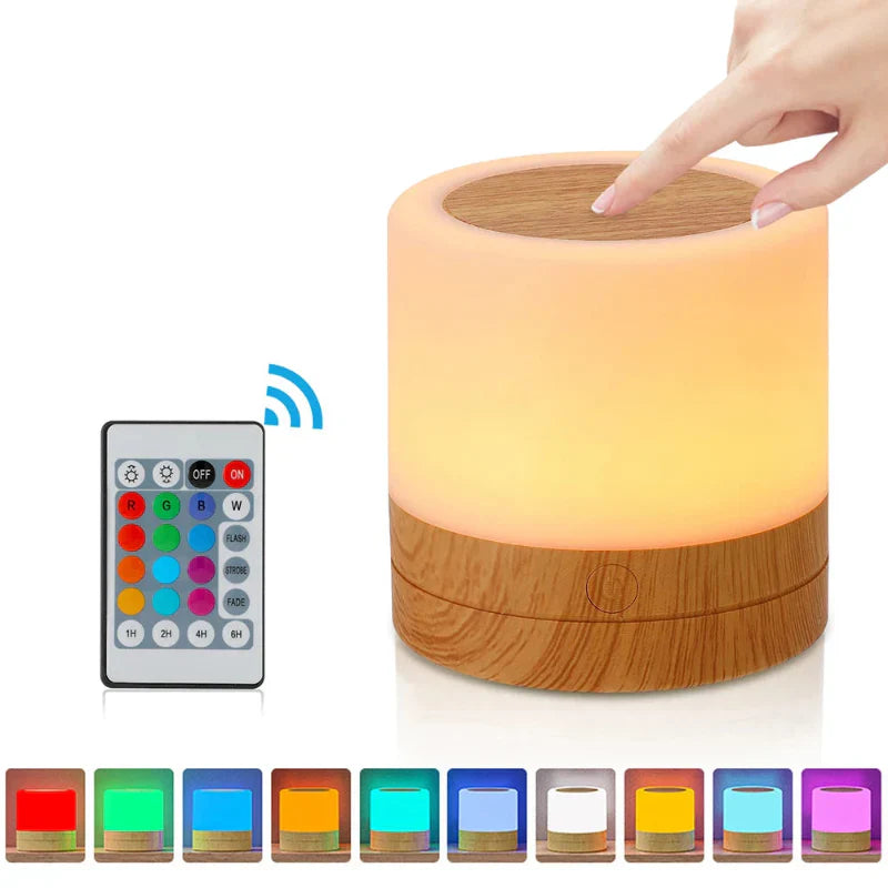 Avtoit | Nightstand Lamp Touch Dimmable Wood