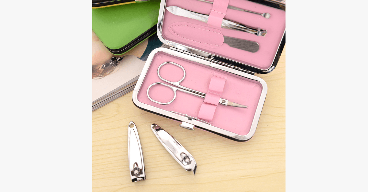 Avtoit | 7-piece nail clipper set - Comes in a pink case - Perfect for manicure!