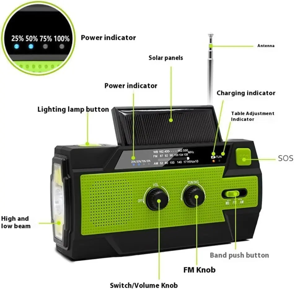 Avtoit | Emergency Solar Radio with Power Bank and SOS Alarm