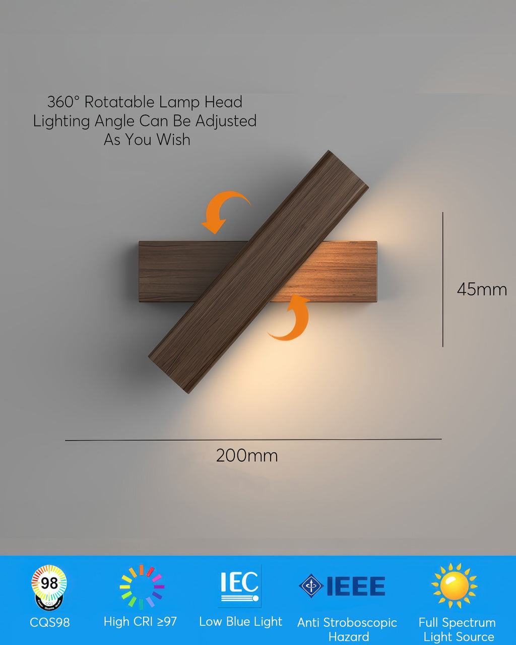 Avtoit | Rotatable wall lamp with Nordic wood grain