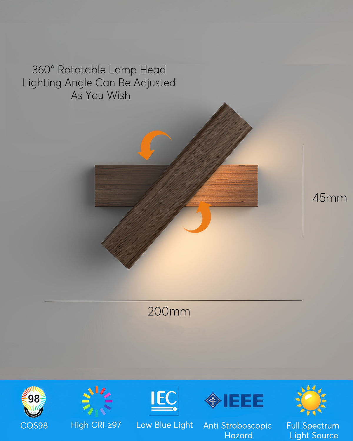 Avtoit | Rotatable wall lamp with Nordic wood grain