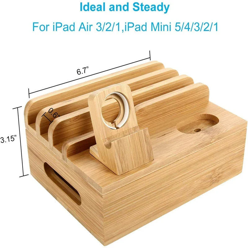 Avtoit | Tekavo Bamboo Charging Station – 5-Port USB Organiser with Cable Set