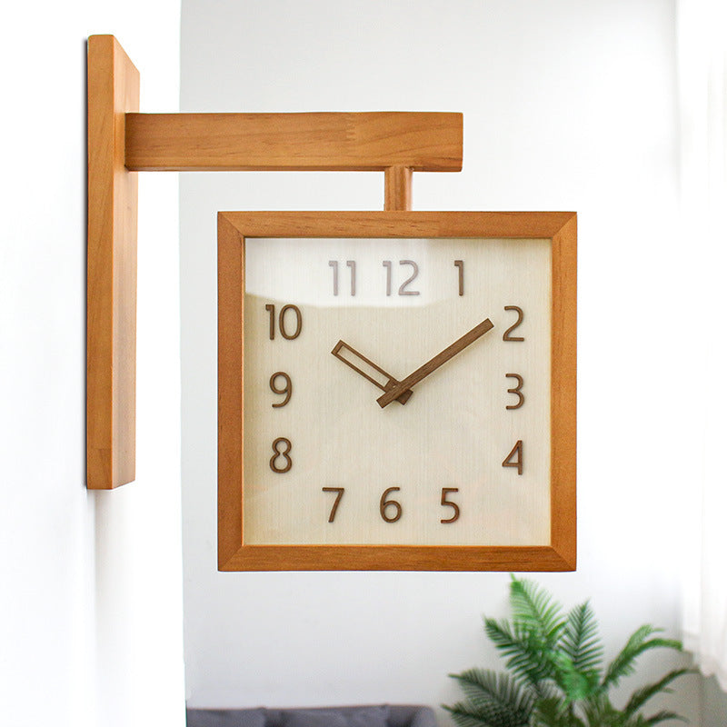 Avtoit | Wall-Corner-Two-Sided Wood-Analog-Clock