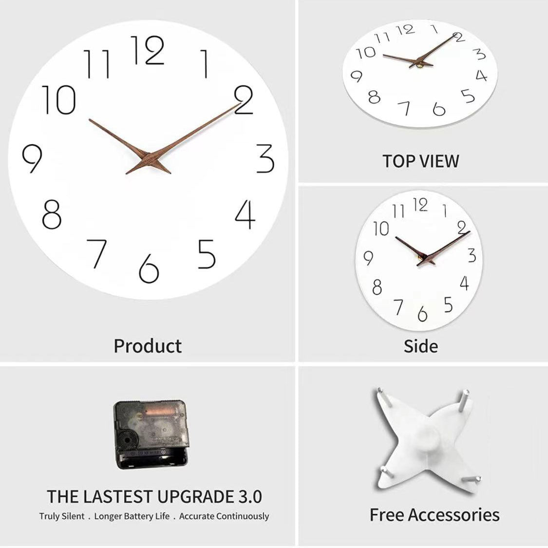 Avtoit | Simple Colored Silent Wall Clock 12 Inch