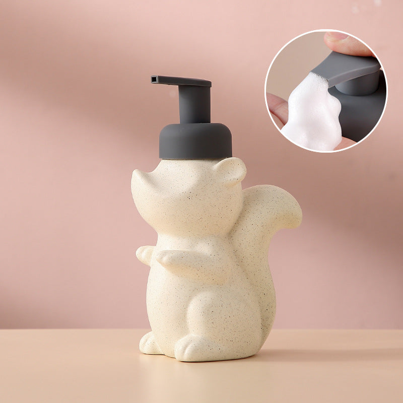 Avtoit | Ceramic Soap Dispenser, Squirrel Foam Pump Bathroom Bottle, Animal Design, Refillable Reusable Lotion Pump for Bathroom Kitchen, 510ml/17.2oz
