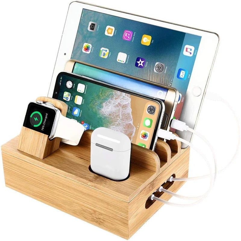 Avtoit | Tekavo Bamboo Charging Station – 5-Port USB Organiser with Cable Set