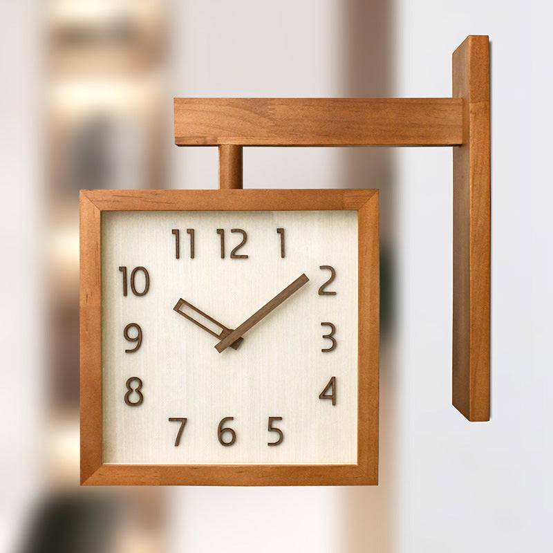 Avtoit | Wall-Corner-Two-Sided Wood-Analog-Clock