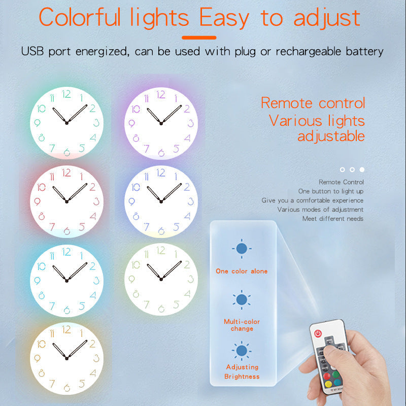 Avtoit | Atmospheric LED Light Silent Wall Decor Clock