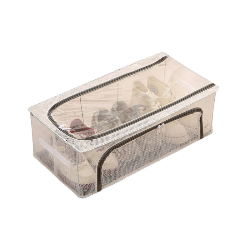 Foldable Shoe Storage Box with Clear Water-Resistant Design