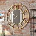 39 cm Vintage Metal Wall Clock with Mirror Details