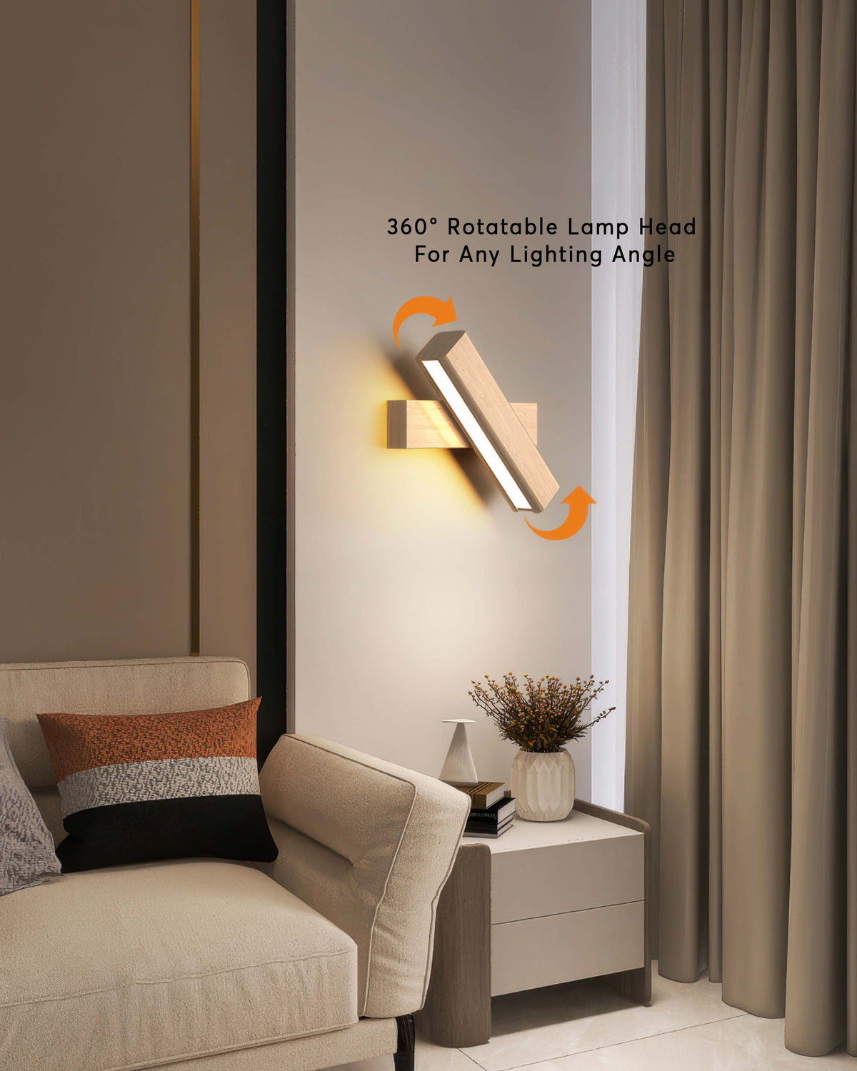 Avtoit | Rotatable wall lamp with Nordic wood grain