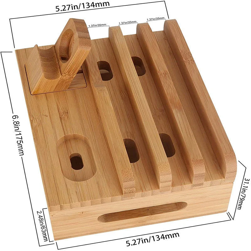 Avtoit | Tekavo Bamboo Charging Station – 5-Port USB Organiser with Cable Set