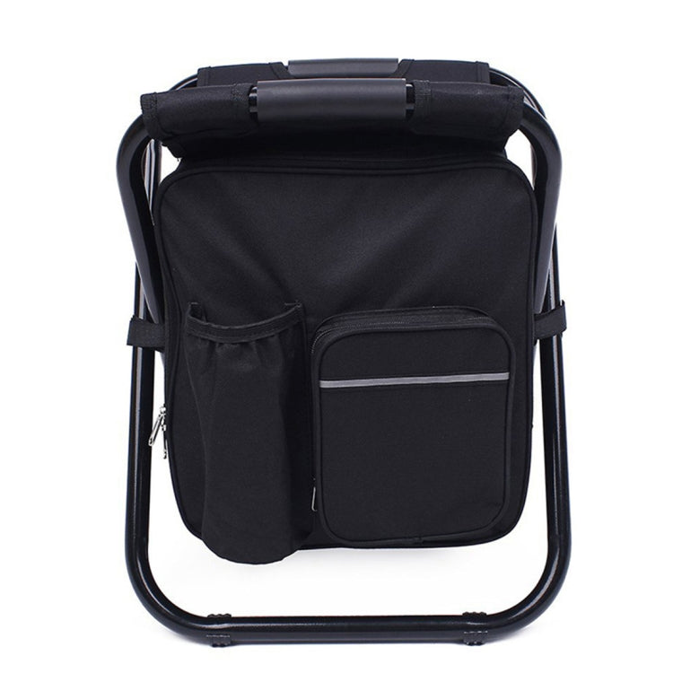 Avtoit | Outdoor Portable Folding Camping Chair Lightweight Fishing Beach Chair Stainless Steel Tube Folding Chair with Cooler Bag (Black)