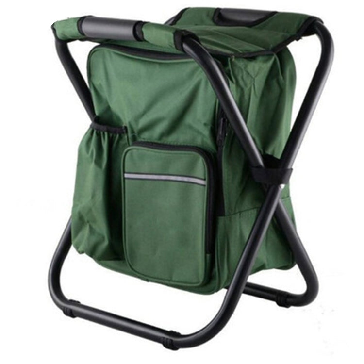 Avtoit | Outdoor portable foldable camping chair lightweight fishing beach chair stainless steel tube folding chair with cooler bag (Green)