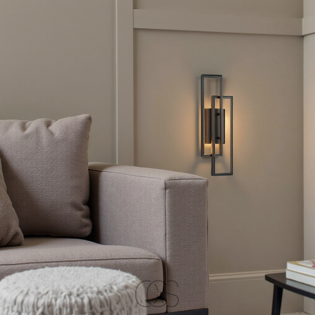 Avtoit | Modern Geometric LED Wall Light – Rectangle Design with Remote Dimming (Black or Copper Finish)