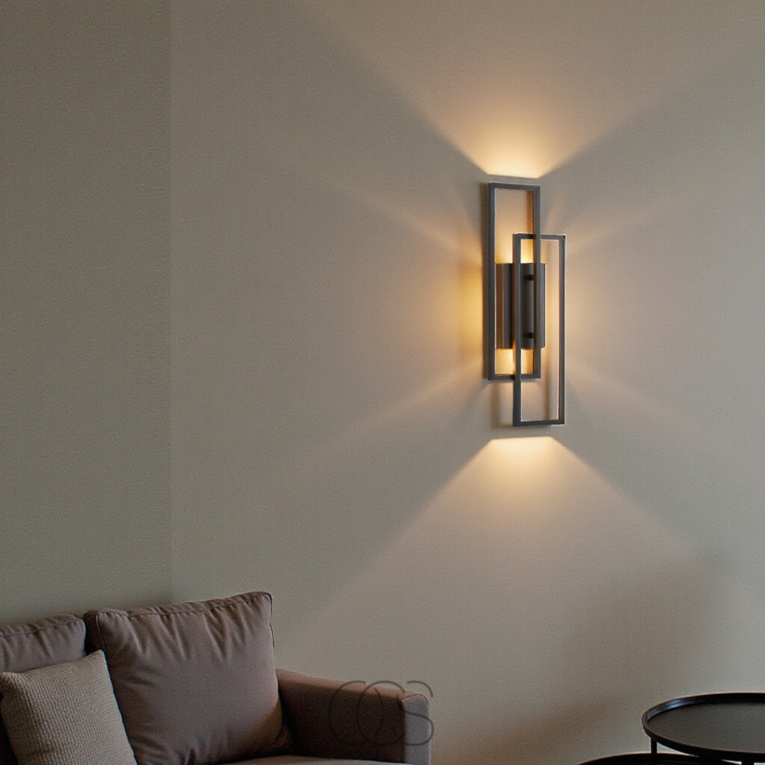 Avtoit | Modern Geometric LED Wall Light – Rectangle Design with Remote Dimming (Black or Copper Finish)