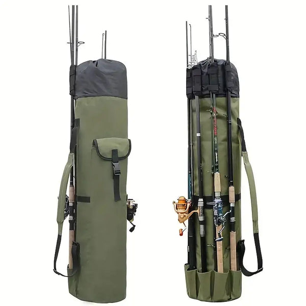 Avtoit | Fishing Rod Carry Bag – Foldable, Lightweight & Durable Storage with 5-Rod Capacity (Army Green)