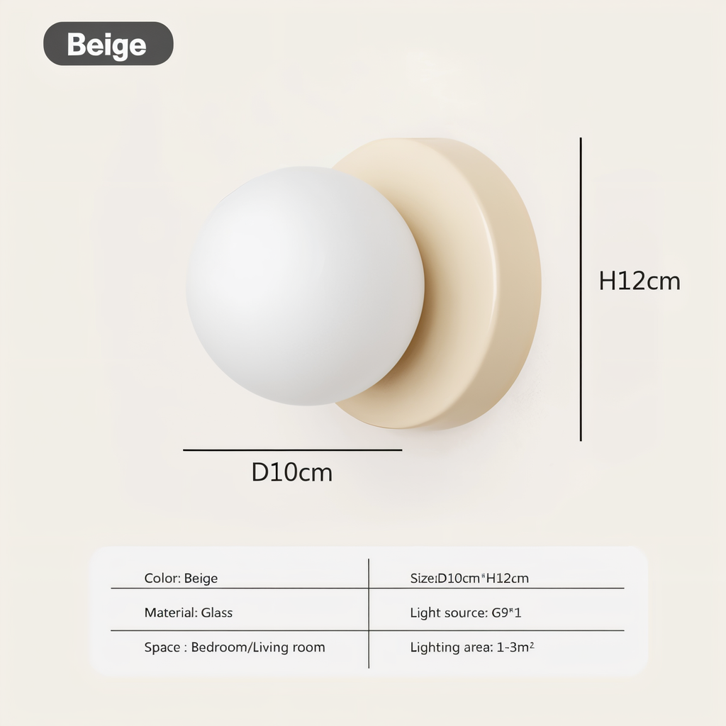 Avtoit | PearlPop Wall Light – White Glass Orb LED Wall Sconce for Modern Interiors