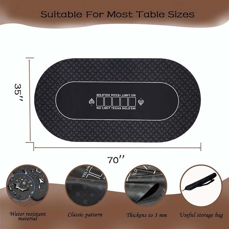 Avtoit | Poker Table Top, 70" x 35" Texas Hold'em Poker Mat with Portable Carrying Bag, 10 Player Fit for Party Game & Casino