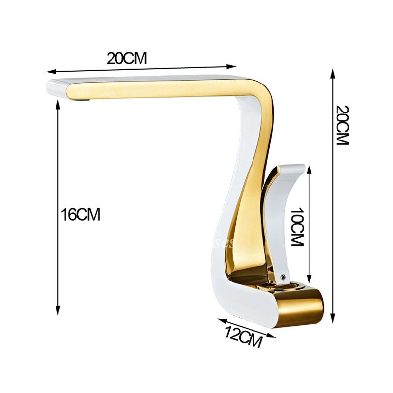 Avtoit | Polished Gold Bathroom Sink Faucets Single Handle Luxury Brass White Modern One Hole