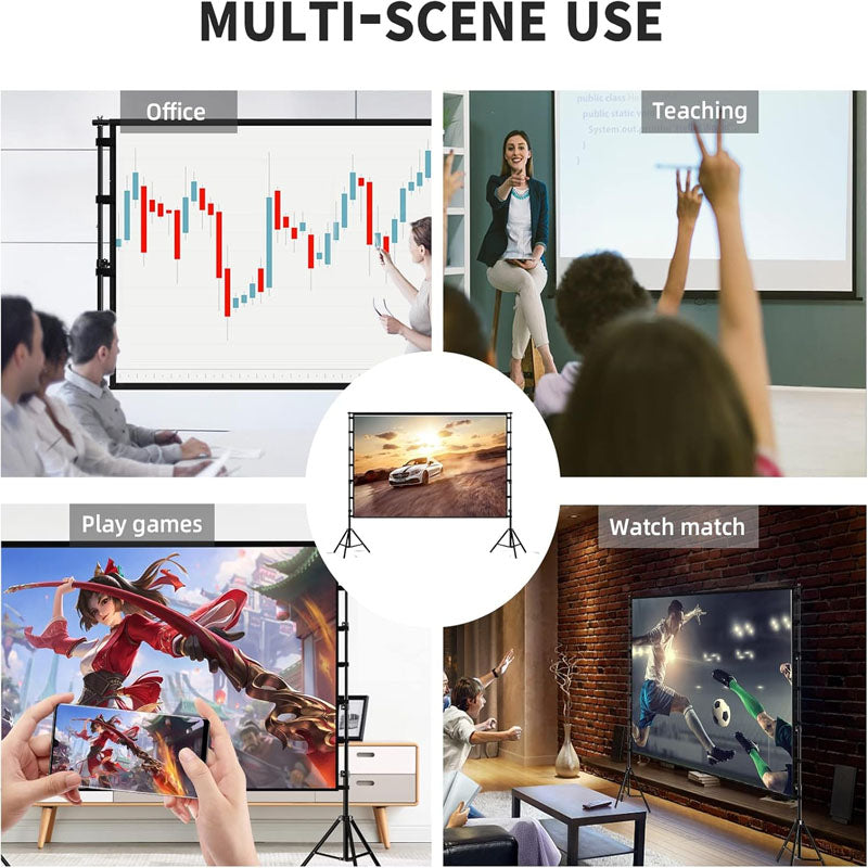 Avtoit | 150 inch Projector Screens with Stand 16:9 4K 1080 HD Outdoor Movie Screen with Carry Bag Wrinkle-Free Design