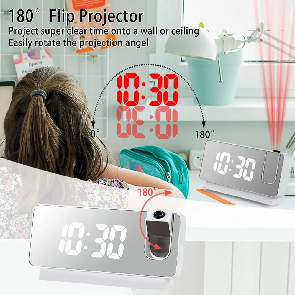 Avtoit | Projection alarm clock with mirror display and large LED screen