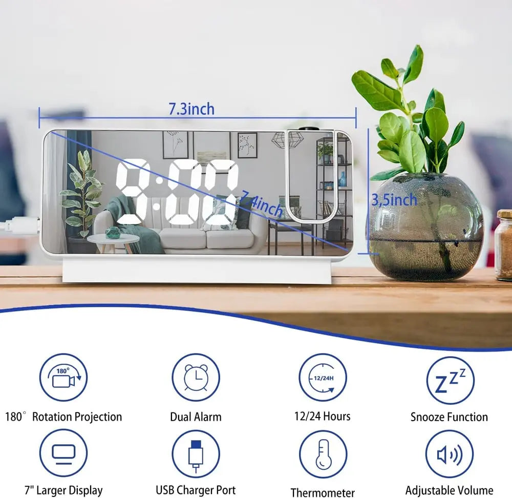 Avtoit | Projection alarm clock with mirror display and large LED screen