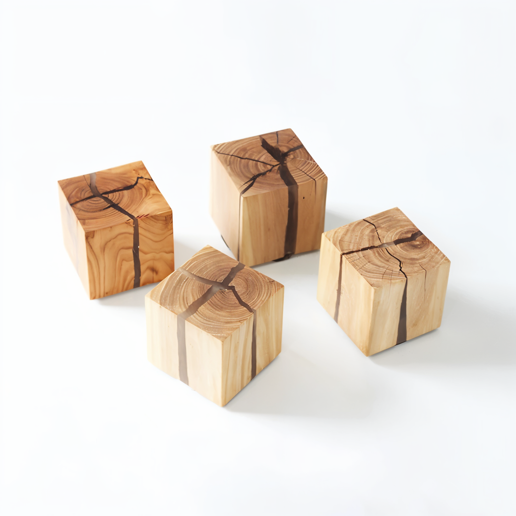 Avtoit | QuadCrackle Wooden Wall Light – Handcrafted LED Wall Lamp with Artistic Crackle Design