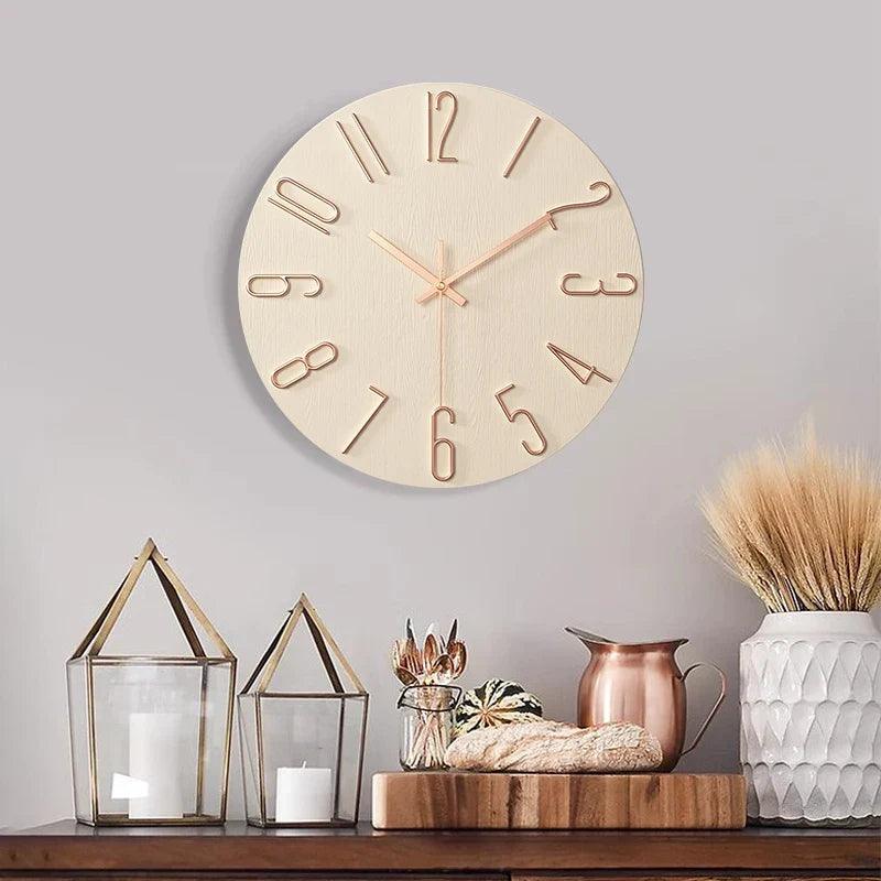 Avtoit | Frameless Wall Clock Made of Wood – Nordic Minimalist Silent Clock for Modern Home Decor