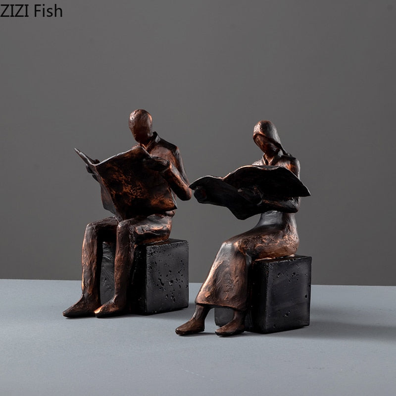 Avtoit | Reader Sculpture Book Stand Book Support Abstract Character Resin Statue Desk Decoration Figurines Statuette Nordic Home Décor