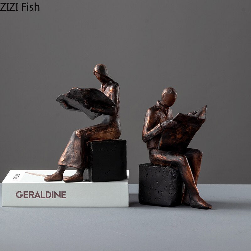 Avtoit | Reader Sculpture Book Stand Book Support Abstract Character Resin Statue Desk Decoration Figurines Statuette Nordic Home Décor