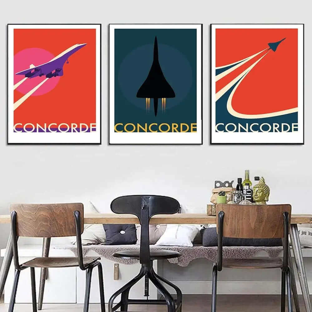 Avtoit | Retro Concorde Airplane Poster on Canvas