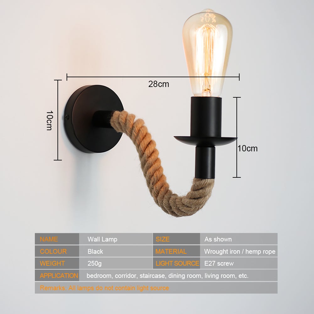 Avtoit | Retro Hemp Rope Industrial Loft Wall Lamp