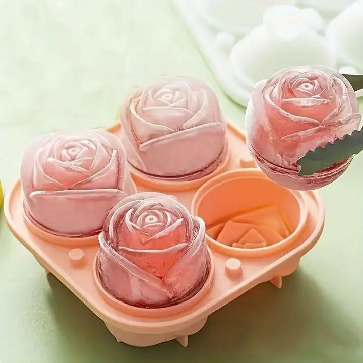 Avtoit | Rose Ice Cube Mould – 3D Silicone for Elegant Ice Cubes (4 Grid)
