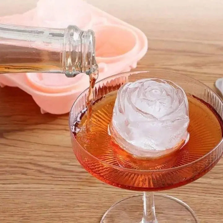 Avtoit | Rose Ice Cube Mould – 3D Silicone for Elegant Ice Cubes (4 Grid)