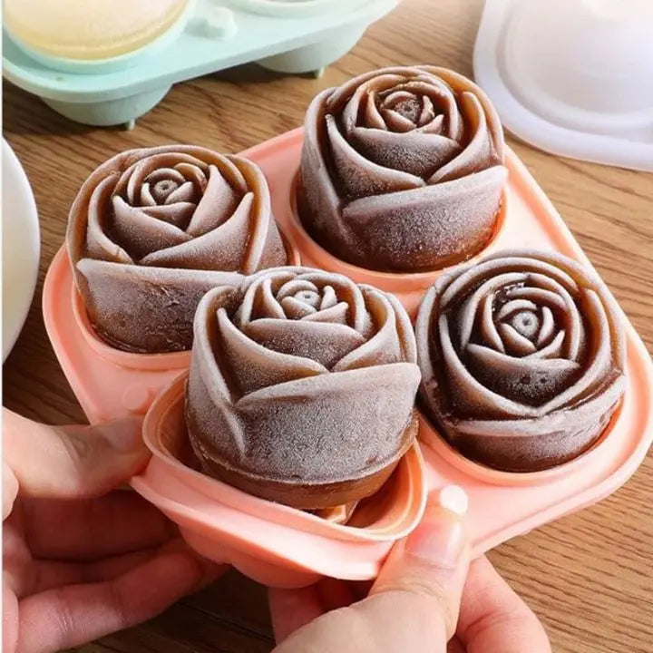 Avtoit | Rose Ice Cube Mould – 3D Silicone for Elegant Ice Cubes (4 Grid)