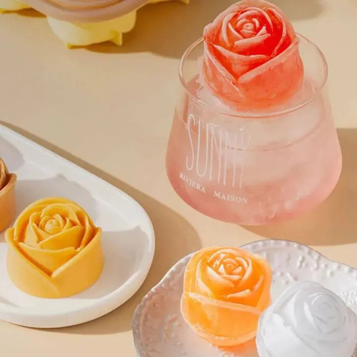 Avtoit | Rose Ice Cube Mould – 3D Silicone for Elegant Ice Cubes (4 Grid)