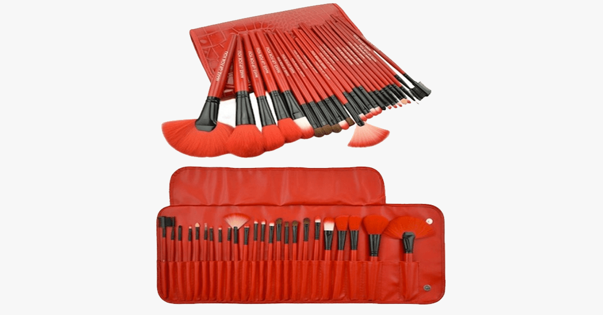 Avtoit | 24-piece royal red makeup brush set
