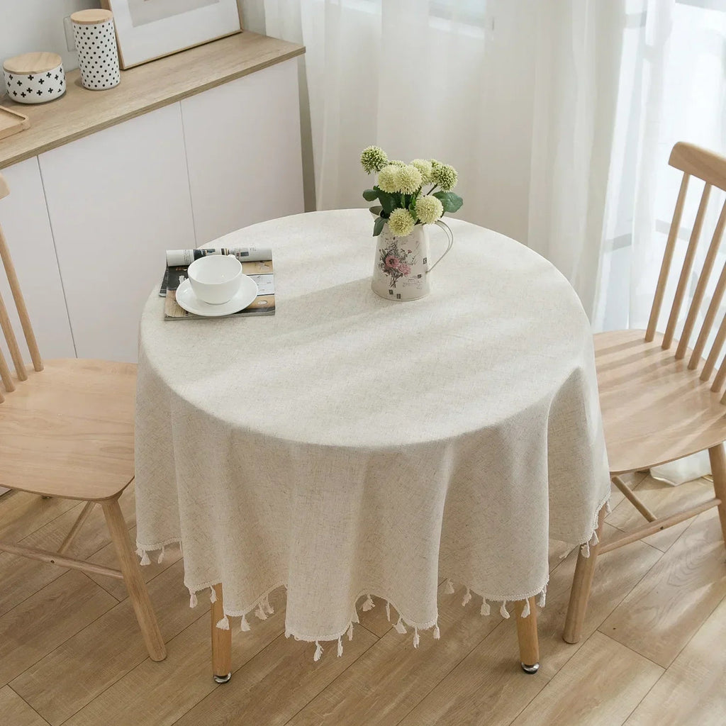 Avtoit | Round Linen-Cotton Tablecloth with Tassels