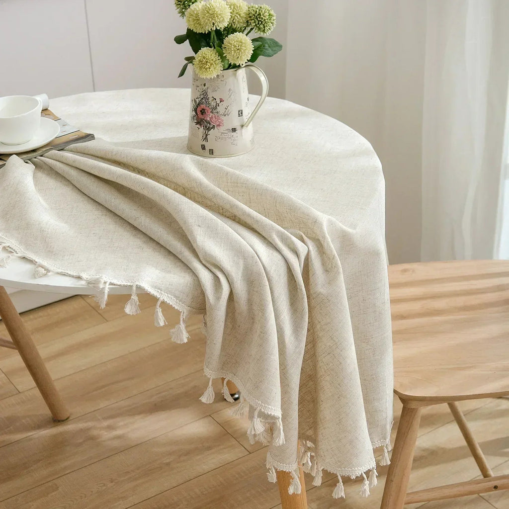Avtoit | Round Linen-Cotton Tablecloth with Tassels