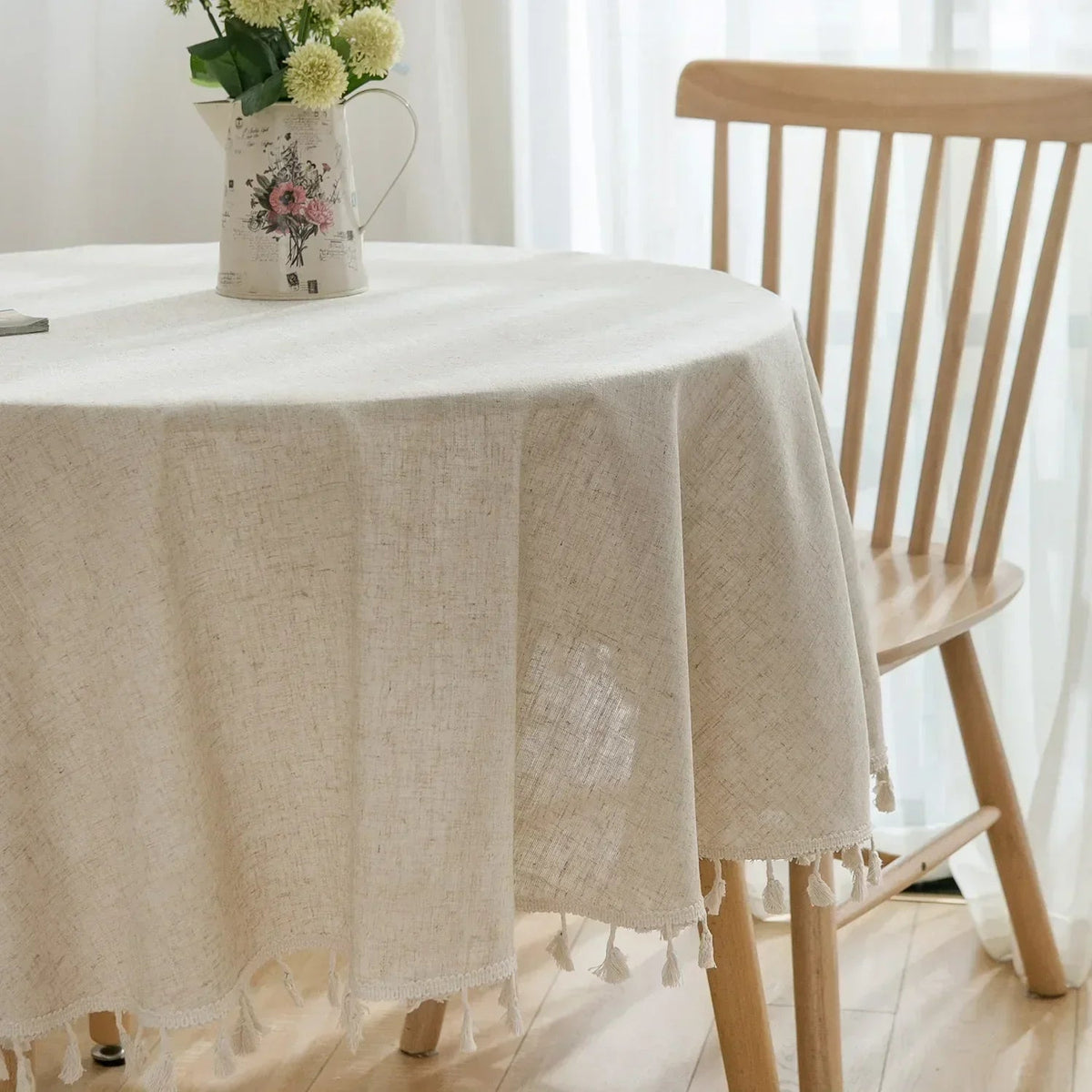Avtoit | Round Linen-Cotton Tablecloth with Tassels
